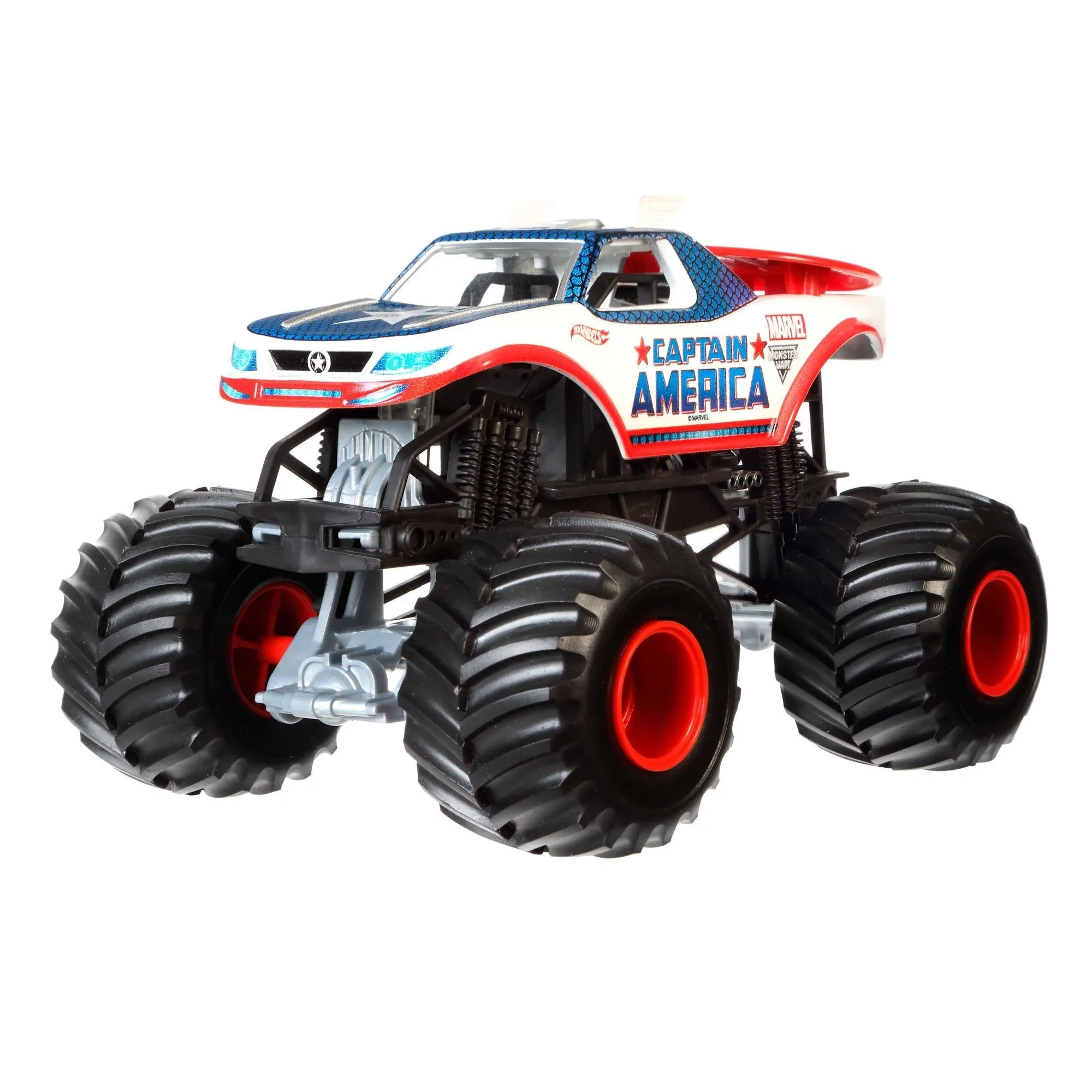 1/24 HOT WHEELS MONSTER JAM TRUCK CAPTAIN AMERICA DIECAST OFF-ROAD **BRAND NEW**