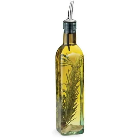 Containly Glass Bottle 16 oz Olive Oil/Vinegar Dispenser for Kitchen with Stainless Steel Spout