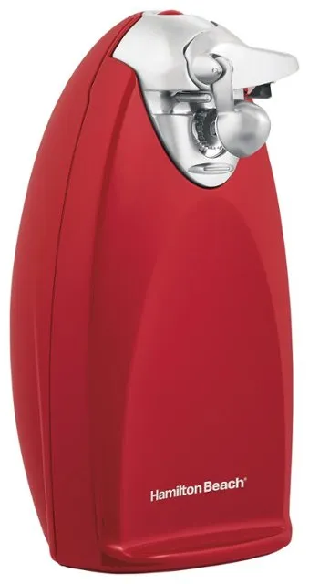 Hamilton Beach Electric Automatic Can Opener with Auto Shutoff, Knife Sharpener, Cord Storage, and SureCut Patented Technology, Extra-Tall, Red