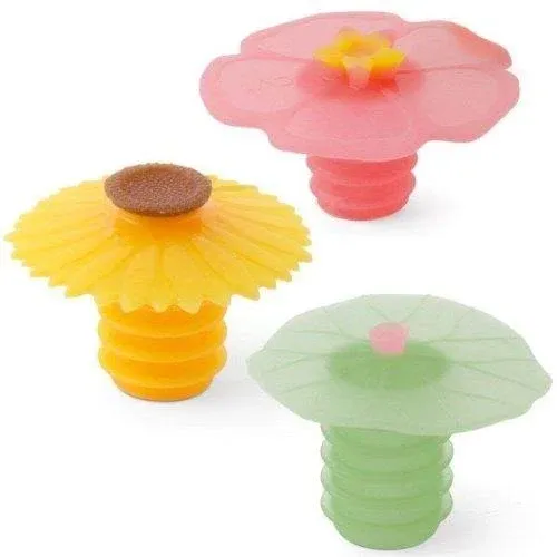 Charles Viancin Wine Bottle Stopper Daisy Set of 4 New