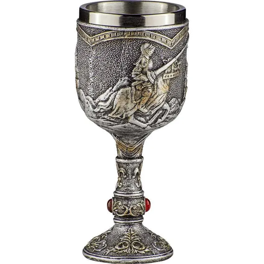 Pacific Trading Medieval Knight Wine Goblet Made of Polyresin with Stainless Steel Rim