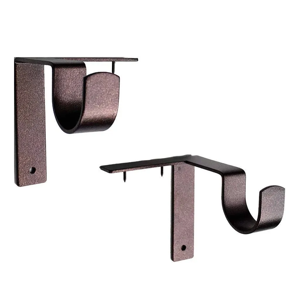 Kwik-Hang Single Curtain Rod Brackets No Drill, No Damage Perfect Curtains Every Time 1 Bronze