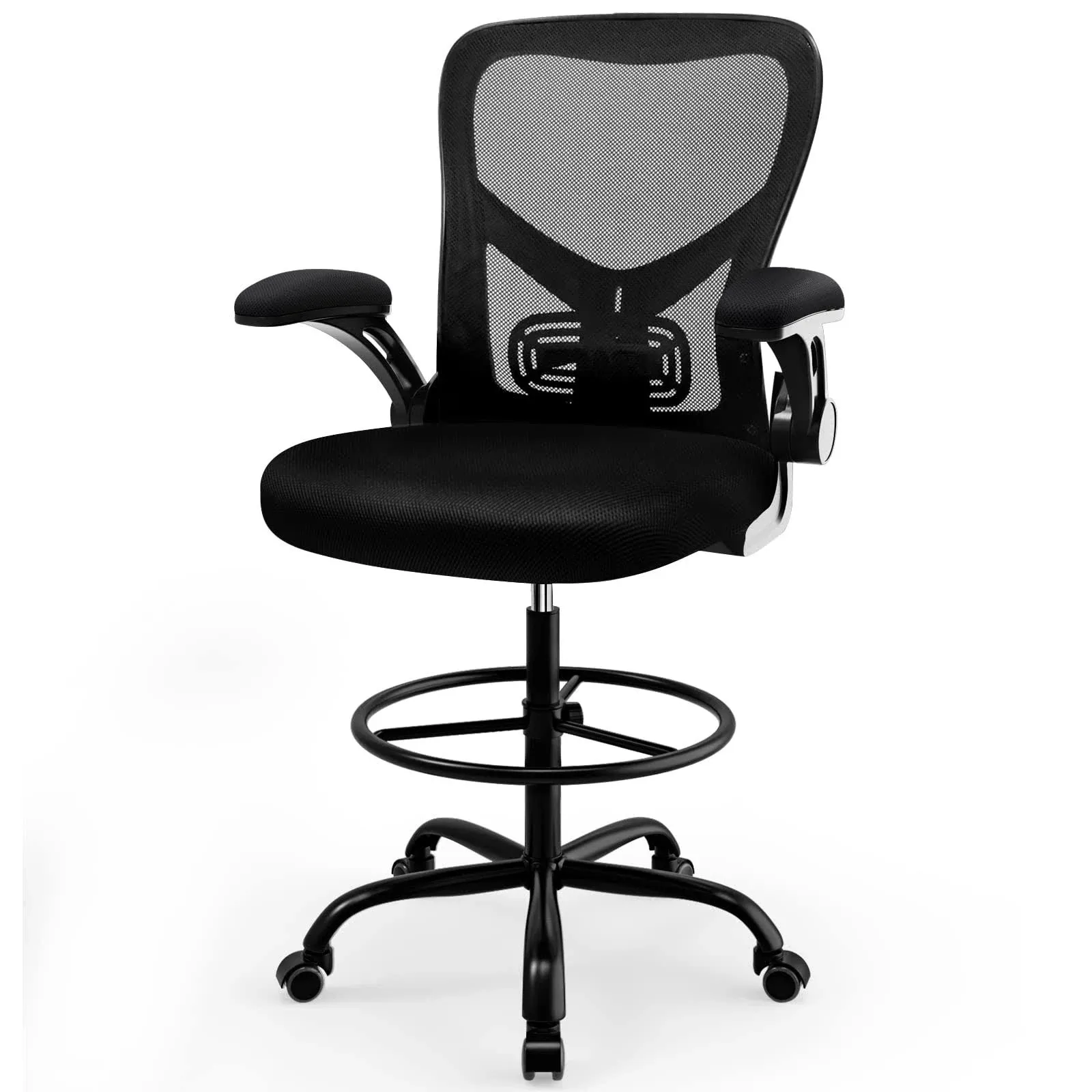 Drafting Chair,Tall Standing Desk Chair Comfortable Office Chair with, Black