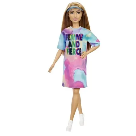 Mattel - Barbie FASHIONISTAS DOLL #159 W/Femme and Fierce Tie-Dye Shirt Dress