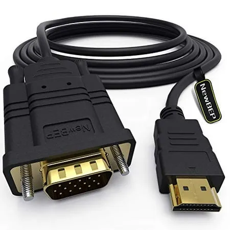 NewBEP HDMI to VGA Adapter Cable, 6ft/1.8m Gold-Plated 1080P Male Active Video Converter Cord Support Notebook PC DVD Player Laptop TV Projector Monitor Etc