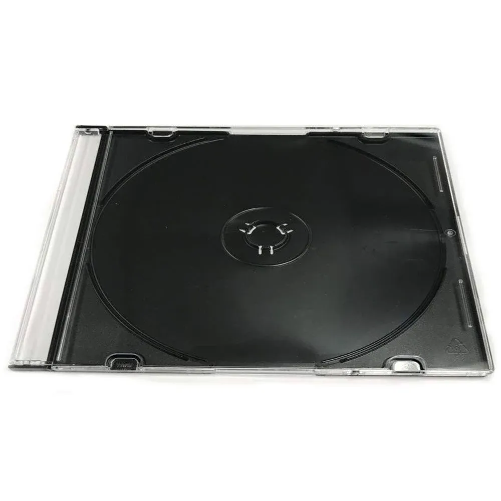 50 Pack Slim 5.2mm Jewel Case Black Single CD DVD Disc Storage w/Built-in Tray