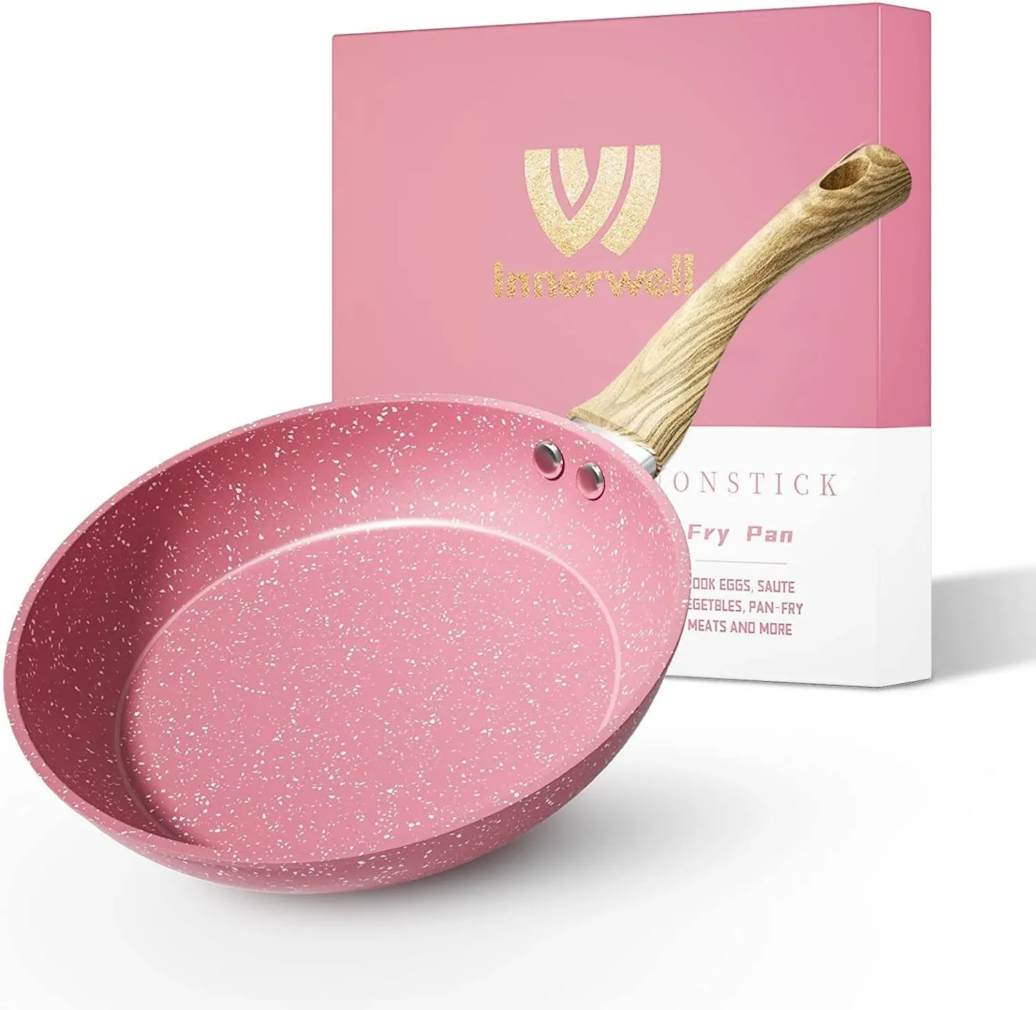 Frying Pan Nonstick 9.5 Inch Pink Egg Pan Non Stick Fry Pan 100% PTFE PFOA-Fr...