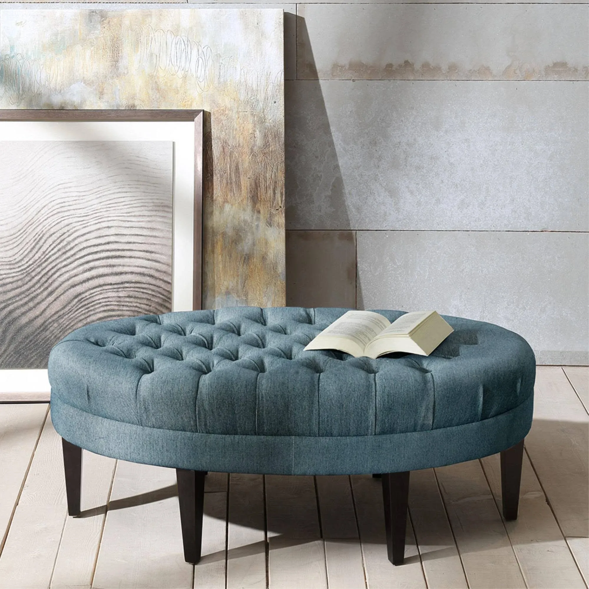 Madison Park - Martin Surfboard Tufted Ottoman - Blue