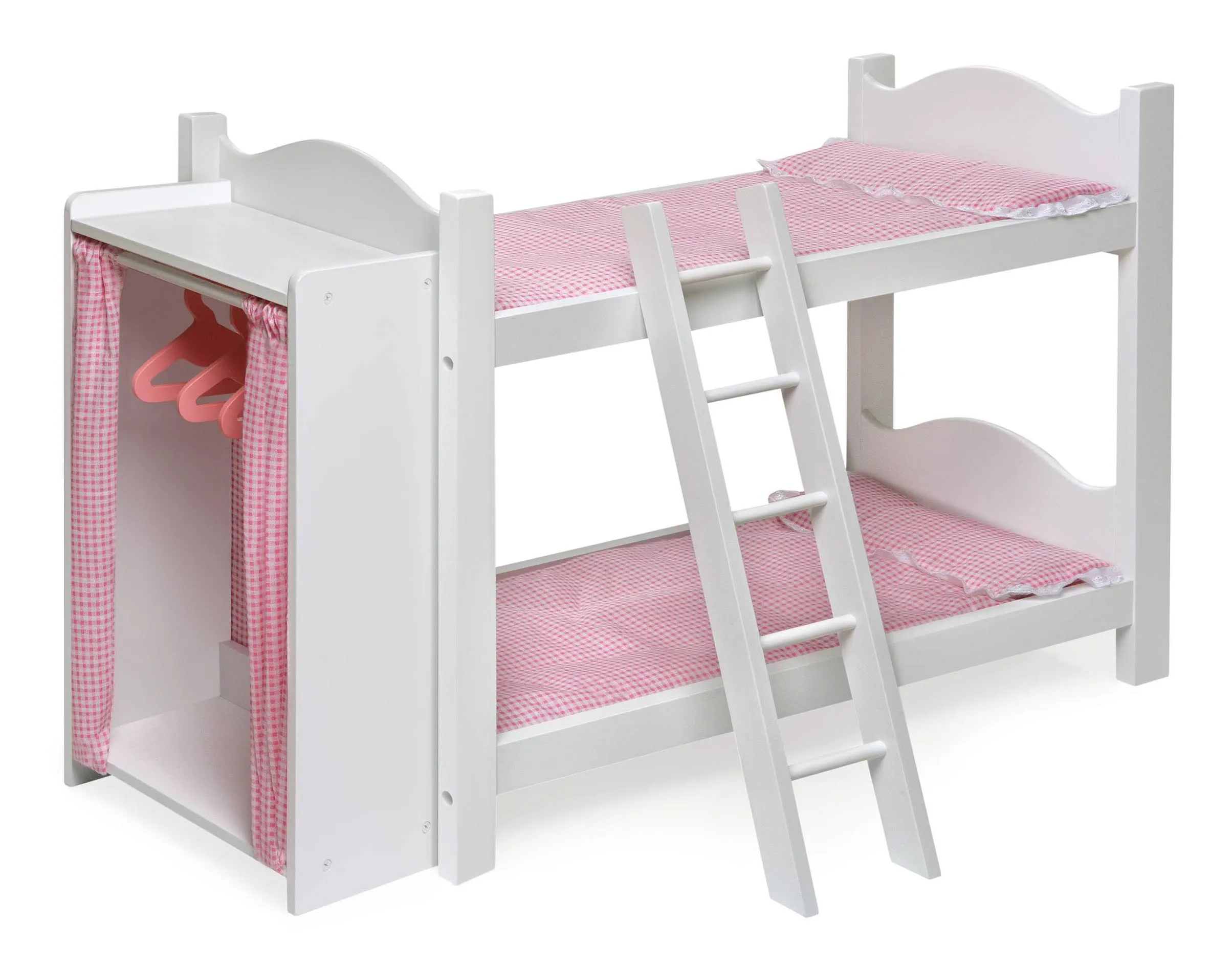 Doll Armoire Bunk Bed w/ Ladder in White/Pink - Badger Basket 01856