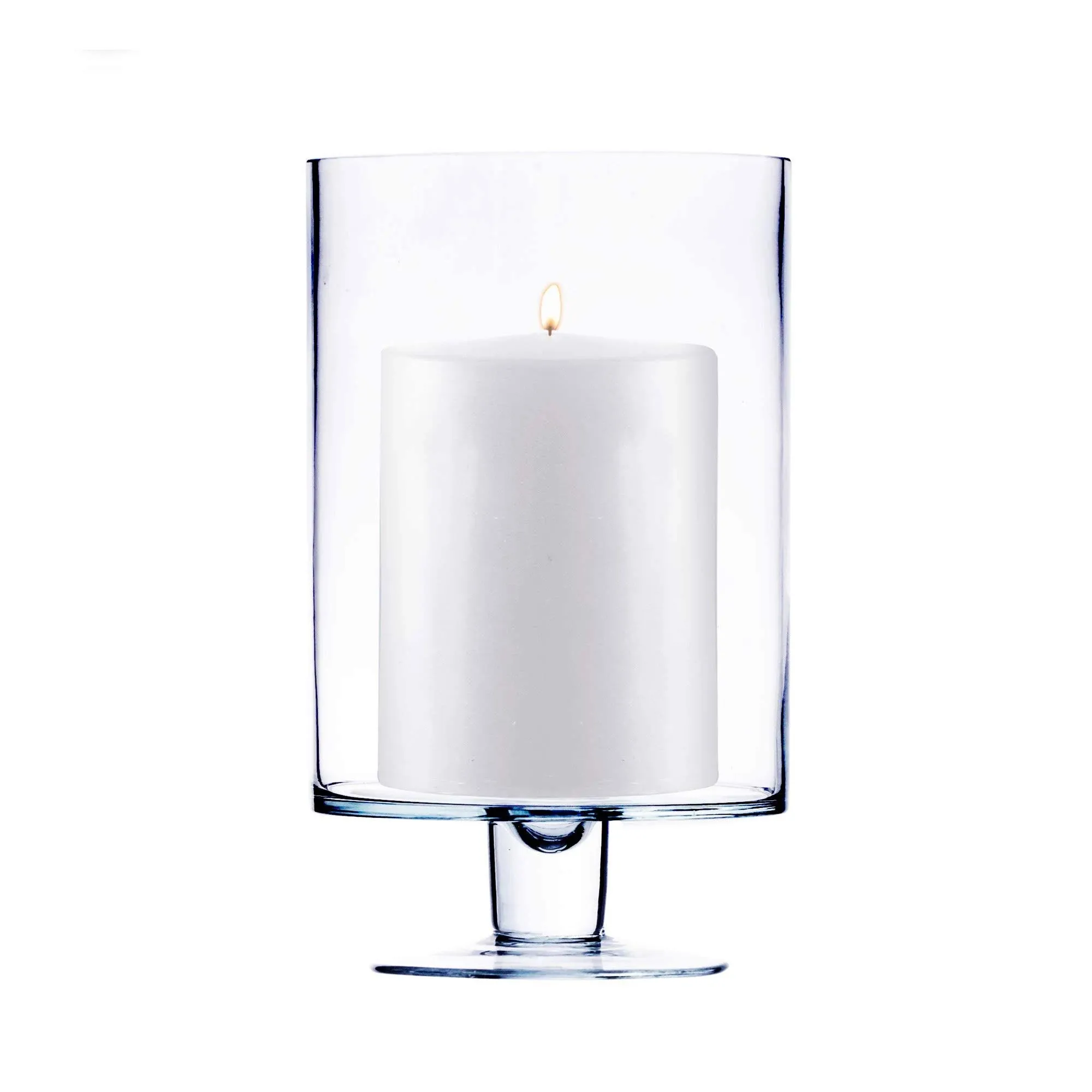  Glass Hurricane Pillar Candle Holder (H:10&#034; W:6&#034;) | Multiple Size Choi