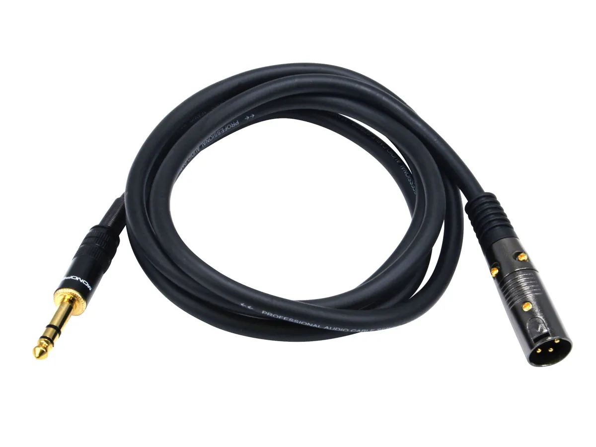 Monoprice XLR Male to 1/4-Inch TRS Male Cable - 6 Feet - Black, 16AWG, Gold Plated, High Fidelity and Eliminate Noise in the Recording Studio and On Stage - Premier Series