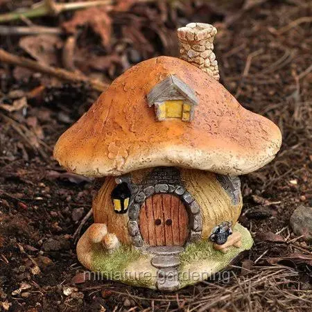 Top Collection 4196 Mushroom Fairy House Figurine, Orange Green