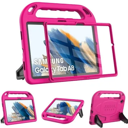 SUPNICE Kids Case with Built-in Screen Protector for Samsung Galaxy Tab A8 10.5 2022 (Model SM-X200/X205/X207) Shockproof Handle Stand Protective Case for Samsung Tab A8 10.5 Inch 2022 Pink