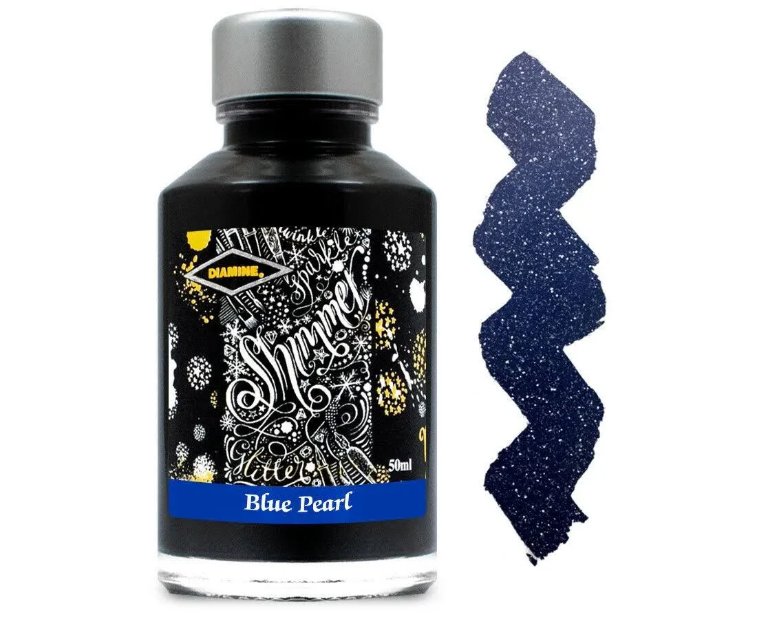 Diamine Fountain Pen Bottled Ink, 50ml - Shimmering Blue Lightning