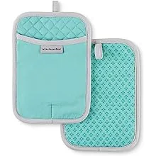 KitchenAid Asteroid Pot Holder 2-Pack Set, Aqua Sky, 7"x10"