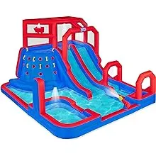 Sunny & Fun Mega Climb N’ Go Inflatable Water Slide Park – Heavy-Duty for Outdoor Fun - Climbing Wall, 2 Slides, Splash & Deep Pool – Easy to Set Up & Inflate with Included Air Pump & Carrying CaseSunny & Fun Mega Climb N’ Go Inflatable Water Slide Pa…