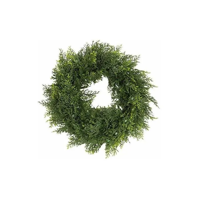 Admired By Nature 20" Inches Faux Cedar Wreath with Berry Holiday Christmas Wreath for Front Door Home Decor, Wall Christmas Décor Indoor Outdoor Christmas Decorations, Cemetery Wreaths, Green-Berry