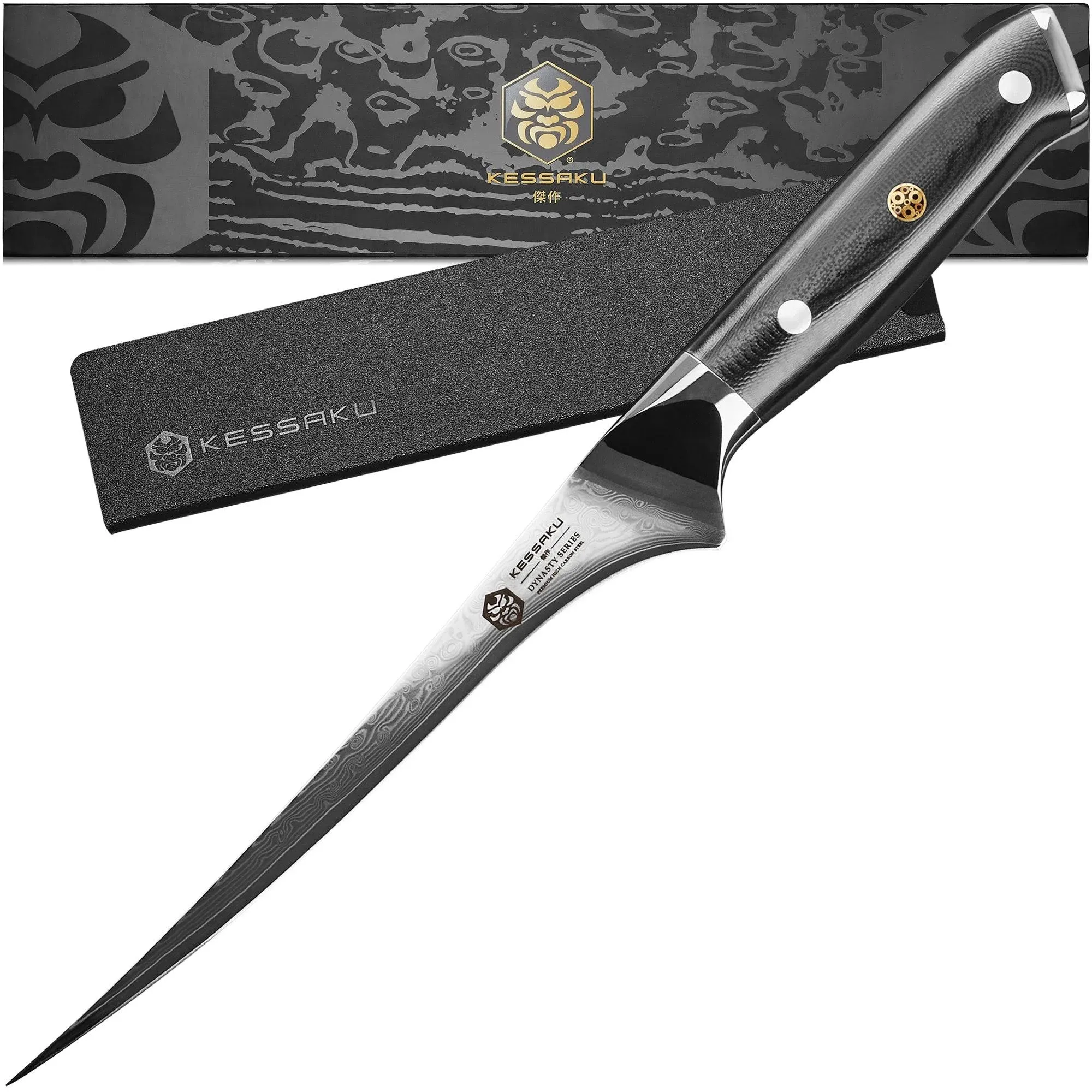 Kessaku 7" Flexible Fillet Knife - Damascus Dynasty Series - AUS-10V Steel