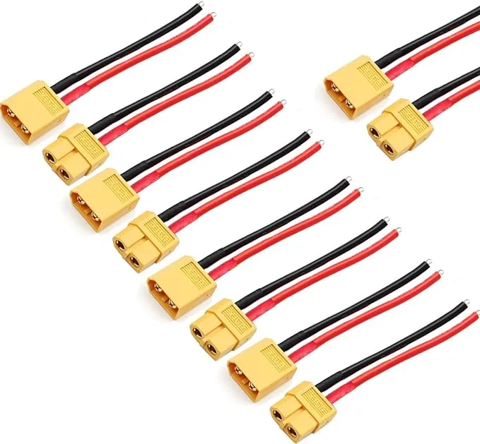 5 Pairs XT60 Pigtail,XT60 Male and Female Plug,XT60 Connector Adapter with 10cm 14AWG Silicone Wire for RC Lipo Battery FPV Racing Drone…