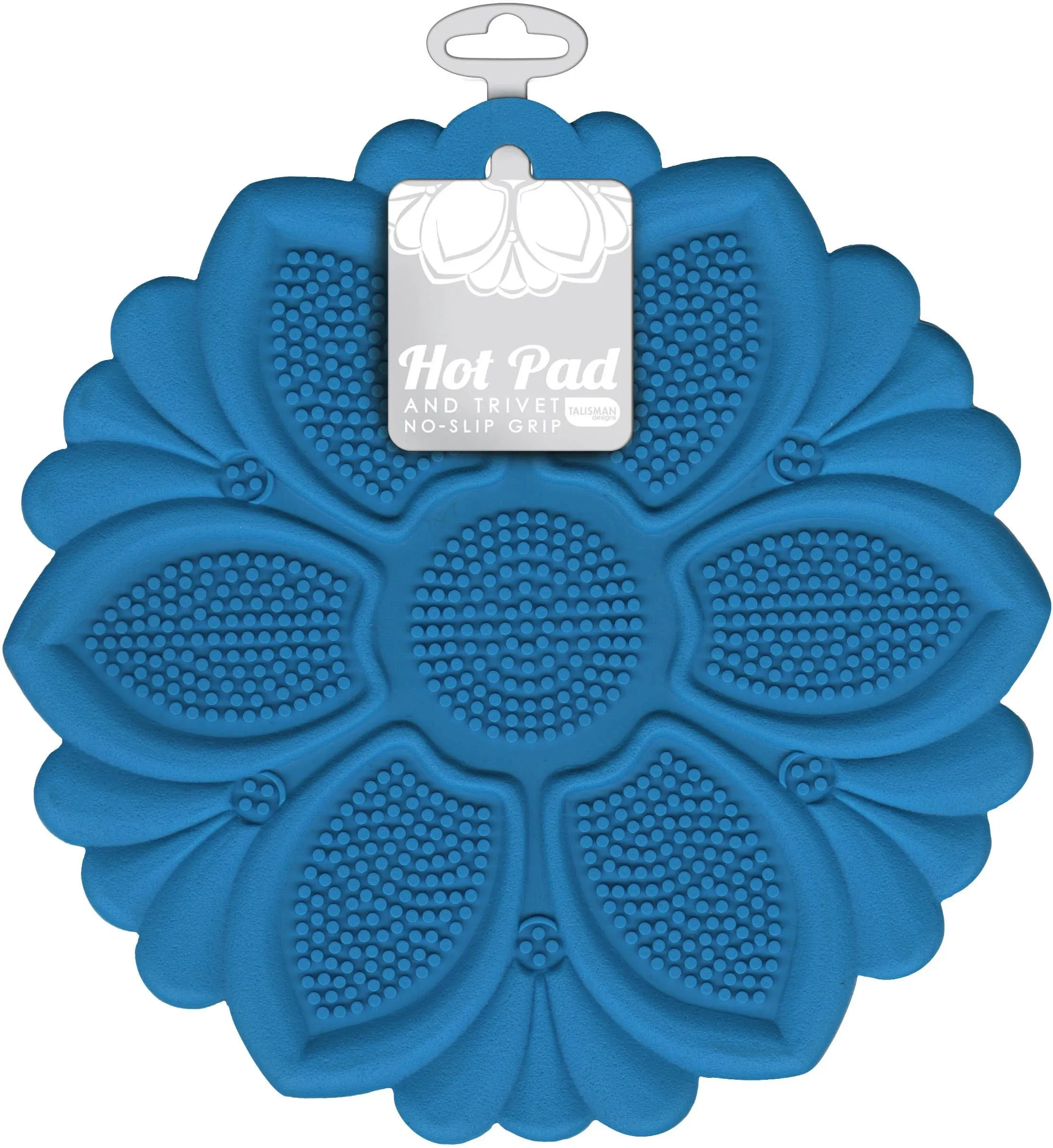 Talisman Designs Blue Silicone No-Slip Grip Hot Pad and Trivet