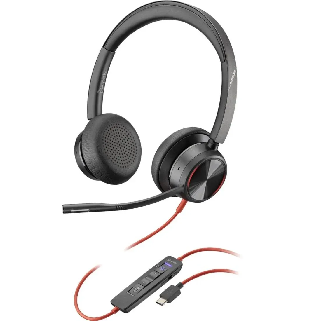 Plantronics Poly - Blackwire 8225 Wired Headset with Boom Mic Dual-Ear (Stereo) Computer Headset - USB-C to Connect to Your PC/Mac - Active Noise Canceling-Works with Teams (Certified), Zoom &More