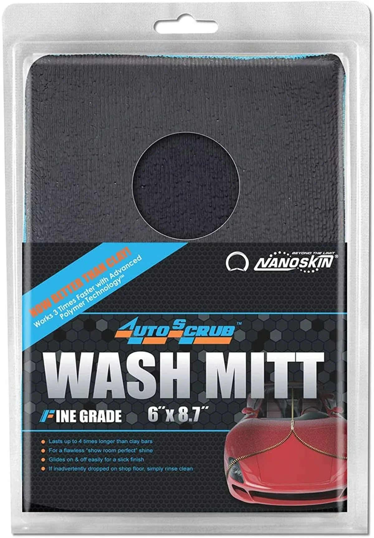 Nanoskin AUTOSCRUB Fine Grade Wash Mitt,Weft Knitted Microfiber [AS-016] Blue, 6" x 8.7"