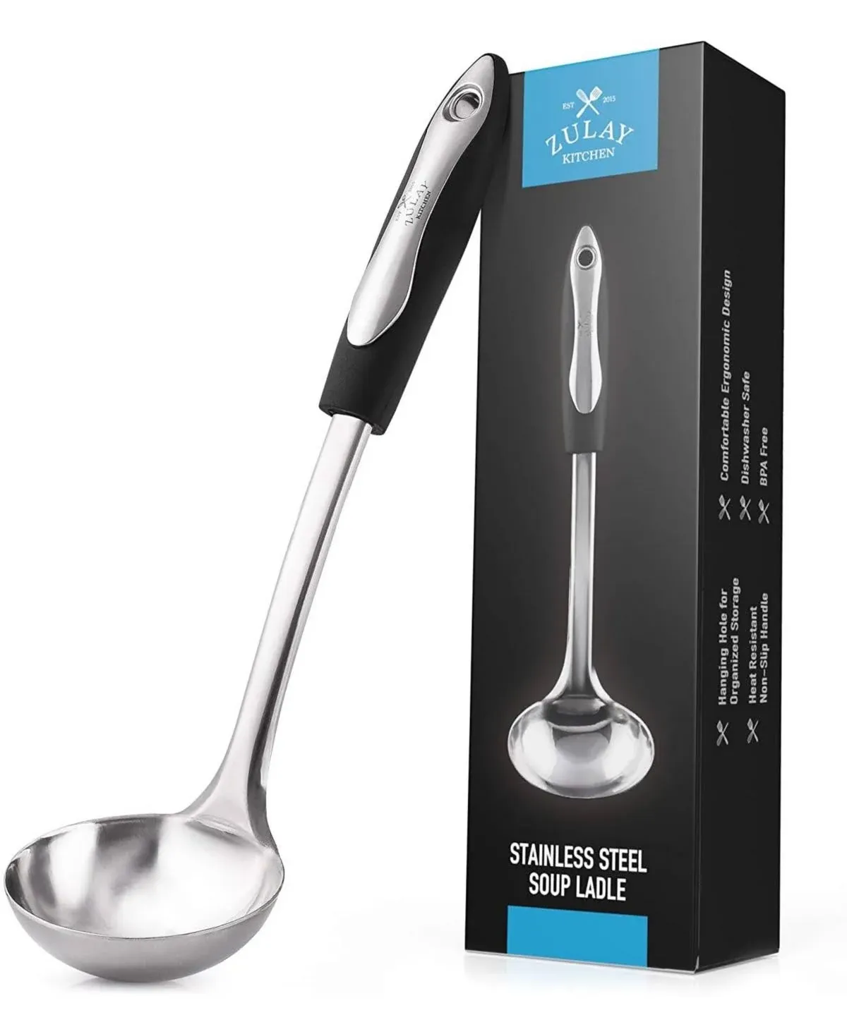 Stainless Steel Soup Ladle with Black Handle