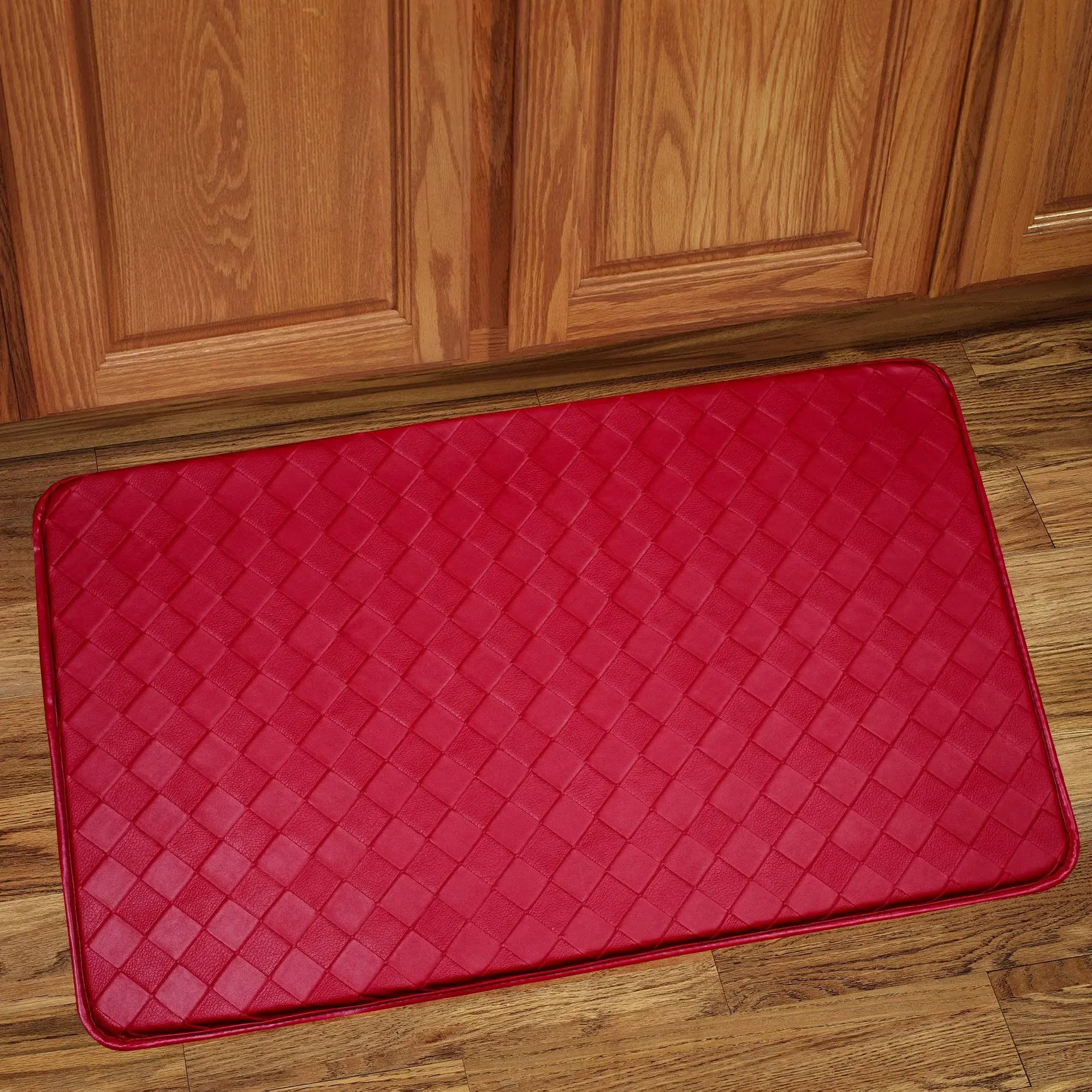 Memory Foam Anti Fatigue Kitchen Floor Mat Rug 30&quot; x 18&quot; - Diamond Red