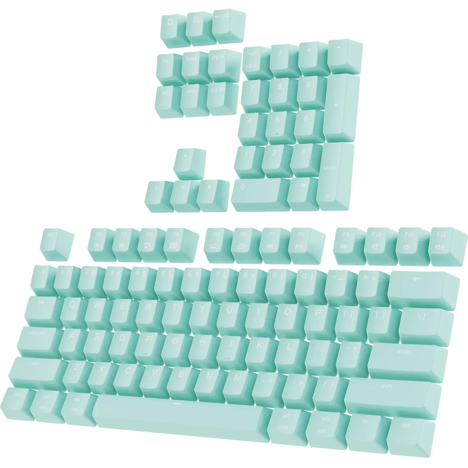 PWNAGE Full PBT Keycap Set - Double Shot PBT Shine Through Full Keyboard Keycaps (Mint)