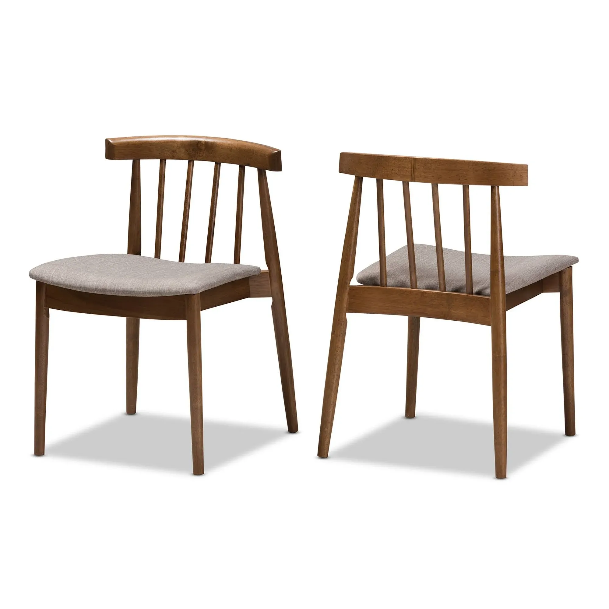 Baxton Studio 142-2PC-8021-GDK Wyatt Mid-Century Modern Beige & Walnut Dining Chair - Set of 2 