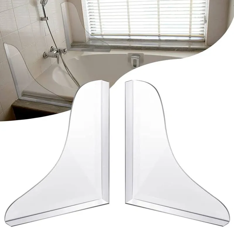 Bathtub Corner Splash Guard 2 Pieces Large Shower Guard Transparent Bathtub Edge