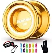 MAGICYOYO Unresponsive Yoyo N6 Professional Alloy Yoyo Non-Responsive Yoyo with Yoyo Holster + 12 Strings+ Yoyo Glove Gift (Golden)