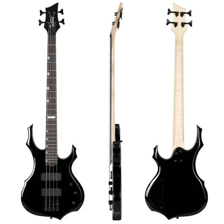 Glarry Full Size Electric Bass Guitar 4 String with Amp Bass Bag Strap Black