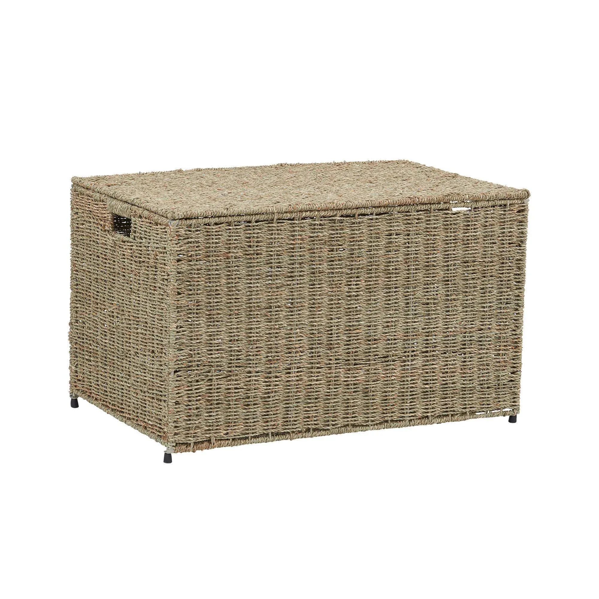 Storage Chest Wicker Beige Handwoven Seagrass Natural Lightweight Collapsible