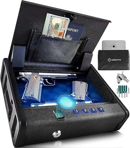 Gymax Pistol Safe Handgun Safe Steel Gun Security w/ Biometric Fingerprint Lock