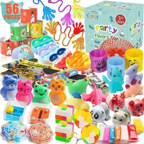 56 Pcs Party Favors Toys for Kids 4-8 8-12 3-5 Treasure Chest Box Toys Classr...