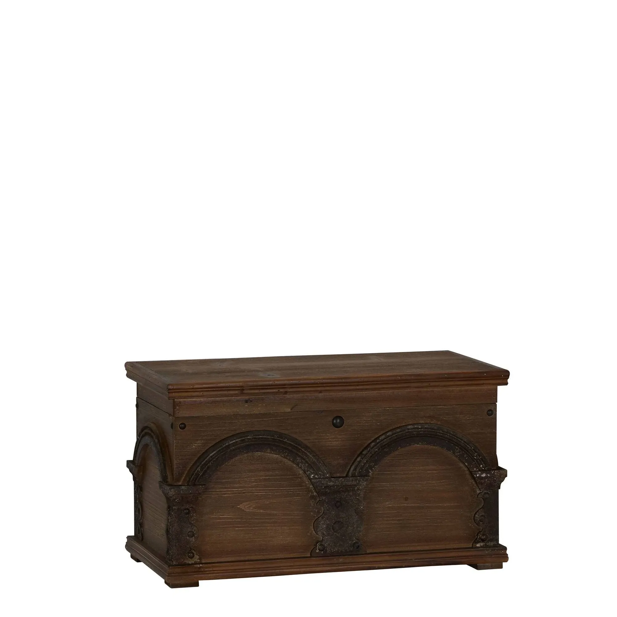 Household Essentials Wooden Arch Trunk Storage Chest, Small, Brown