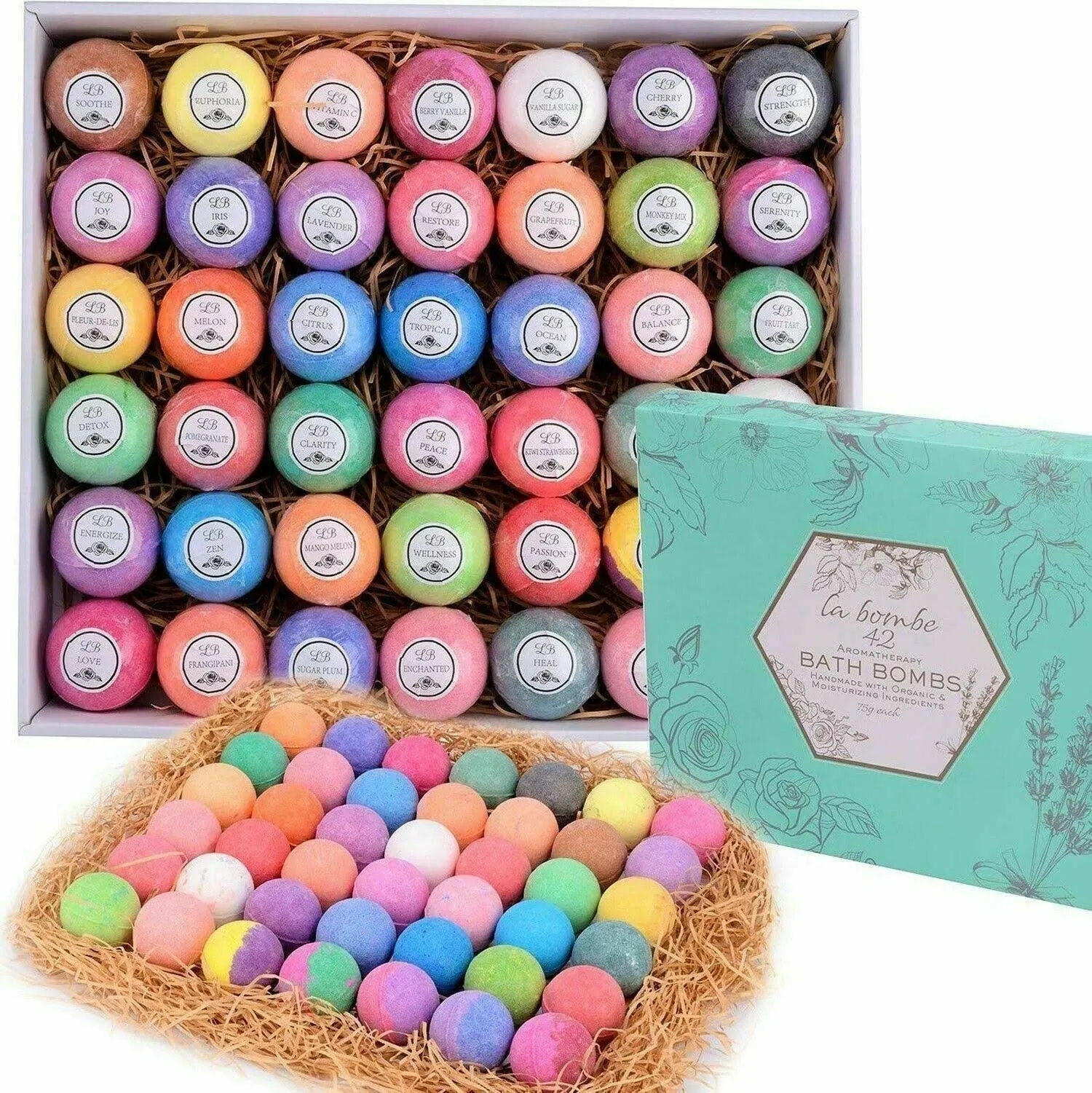 Bulk Bath Bomb Gift Set - 42 Bath Bombs for Kids, Women & Men!