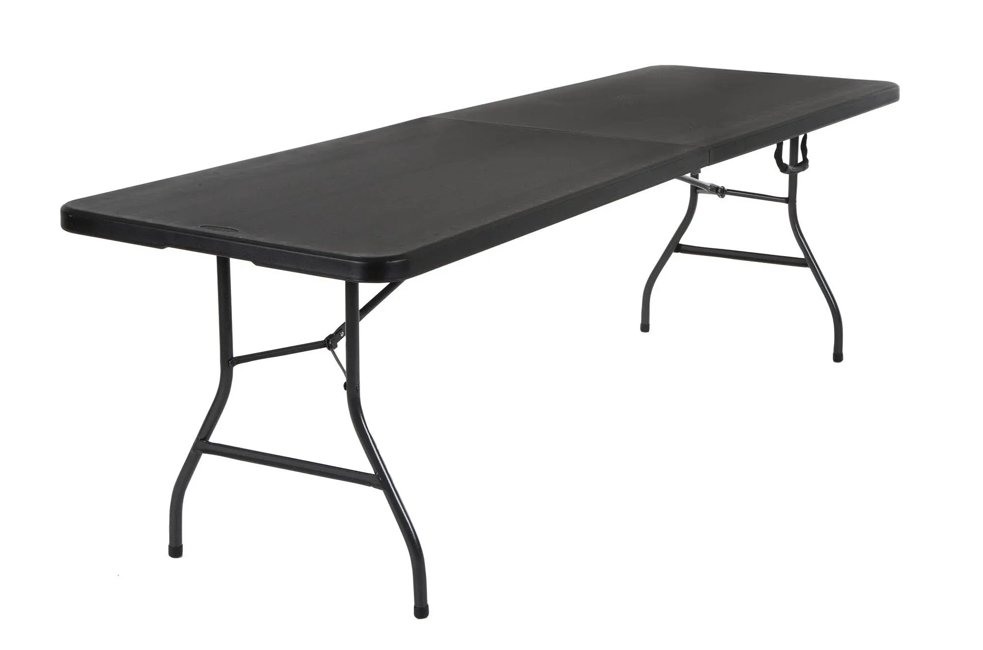 Cosco Deluxe 8' Blow Molded Fold-in-Half Folding Table, Black