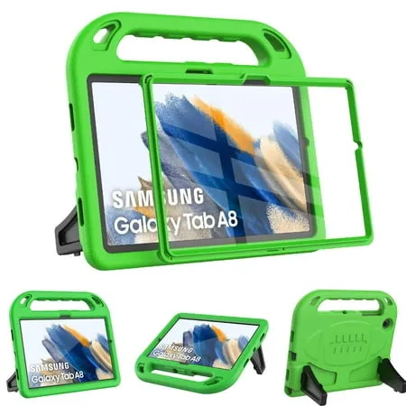 SUPNICE Kids Case with Built-in Screen Protector for Samsung Galaxy Tab A8 10.5 2022 (Model SM-X200/X205/X207) Shockproof Handle Stand Protective Case for Samsung Tab A8 10.5 Inch 2022 Green