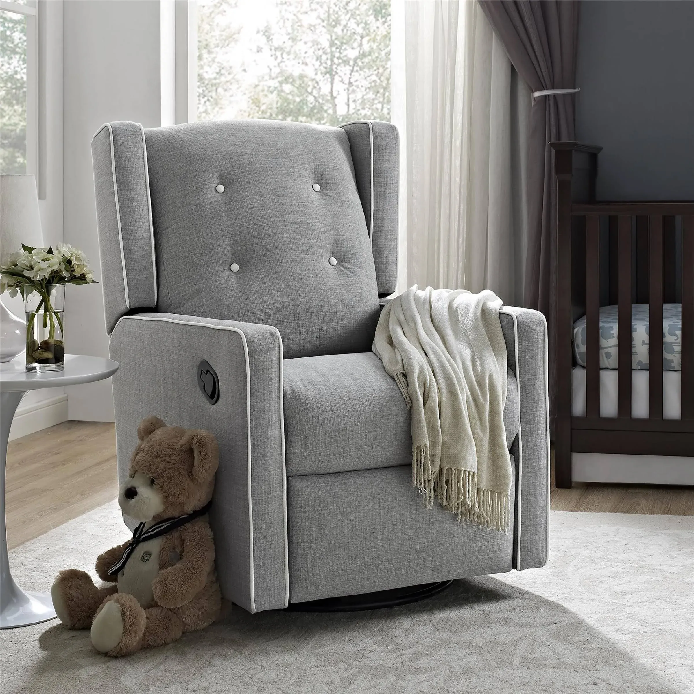 Baby Relax Mikayla Swivel Gliding Recliner, Gray