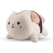 MINISO 14'' Sushi Cat Plush, Kawaii Stuffed Animal, Soft Body Pillow, Kitten Doll, Big Valentine's Day Gift (Salmon)