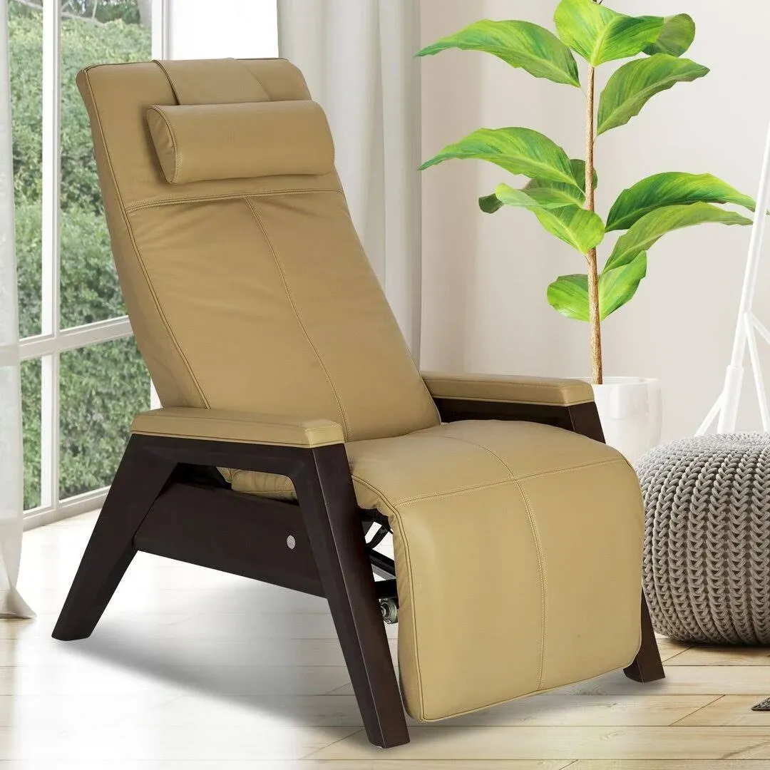 Zero Gravity Leather Massage Chair Recliner with Remote - Beech Wood - Bone Leather