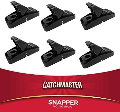 Catchmaster Snapper Mouse Traps 6-Pk, Mouse Traps Indoor for Home, Reusable Rodent Killer for House, Outdoor Critter Catcher, Eco Friendly Pest Control for Garage, Basement, & Kitchen