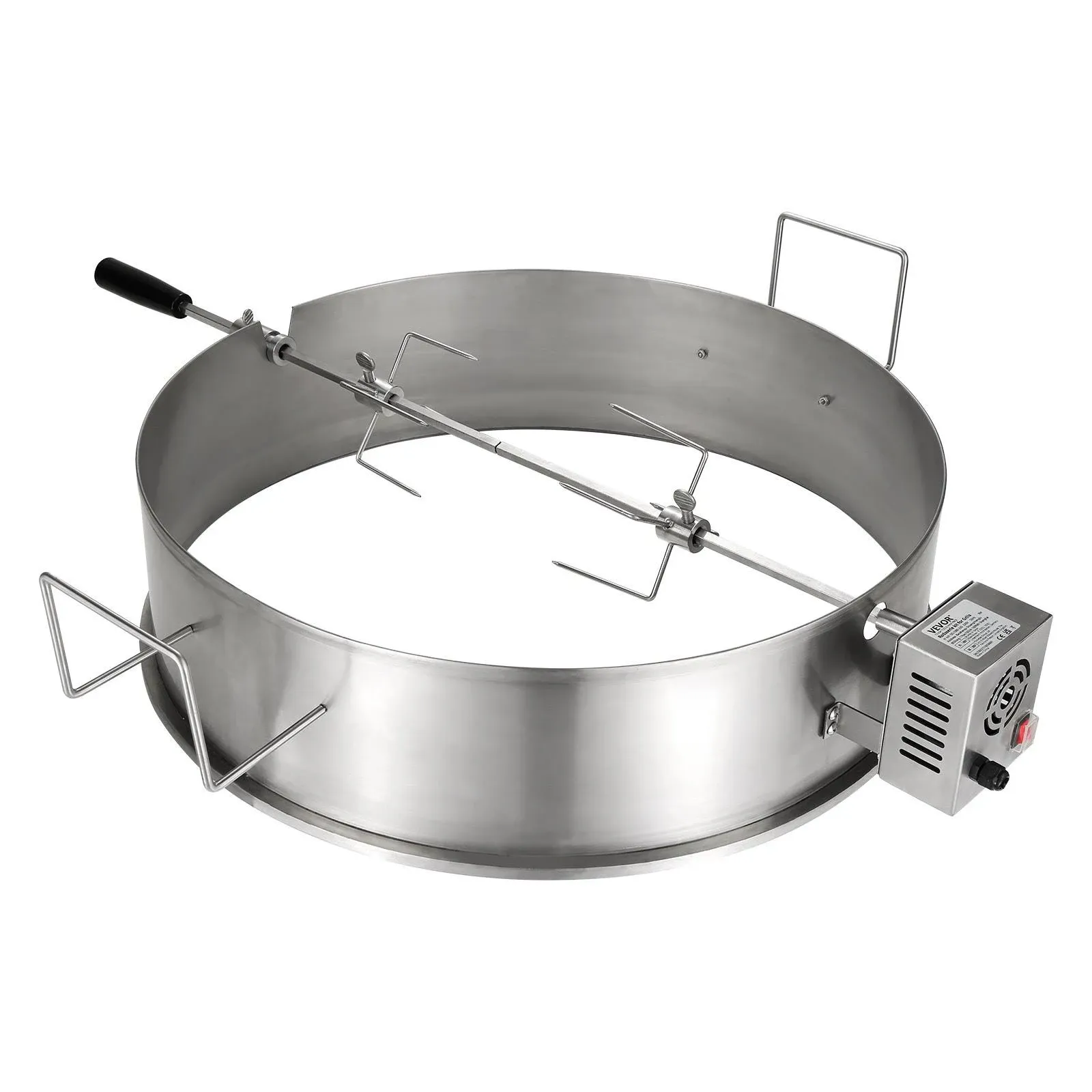 Charkettle Stainless Steel Rotisserie Ring Kit for 21 1/2–22 1/2 inch Outer Diameter Charcoal Kettle Grills, Compatible with Weber 2290 and Other Models