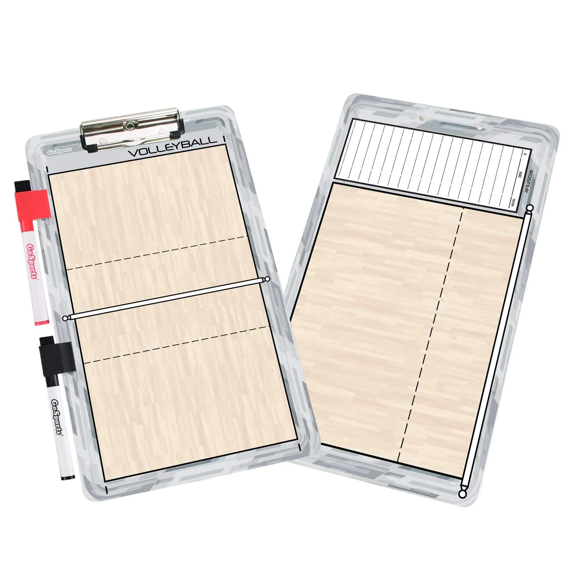 GoSports Volleyball Coaches Boards - 2 Sided Premium Dry Erase Clipboards, Gray