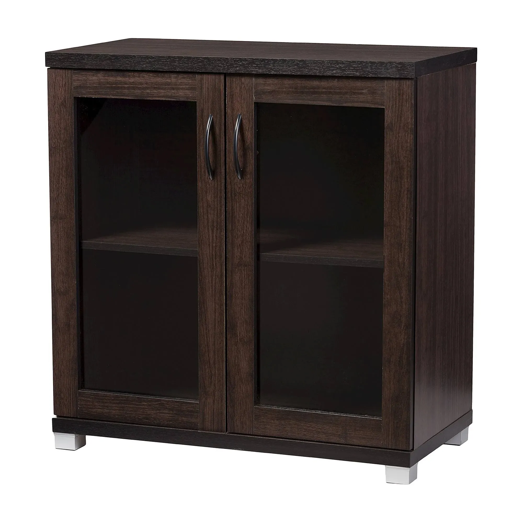 Baxton Studio Zentra Storage Cabinet, Dark Brown