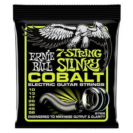 Ernie Ball 7-String Regular Slinky Cobalt Electric Guitar Strings, 10-56 Gauge (P02728)