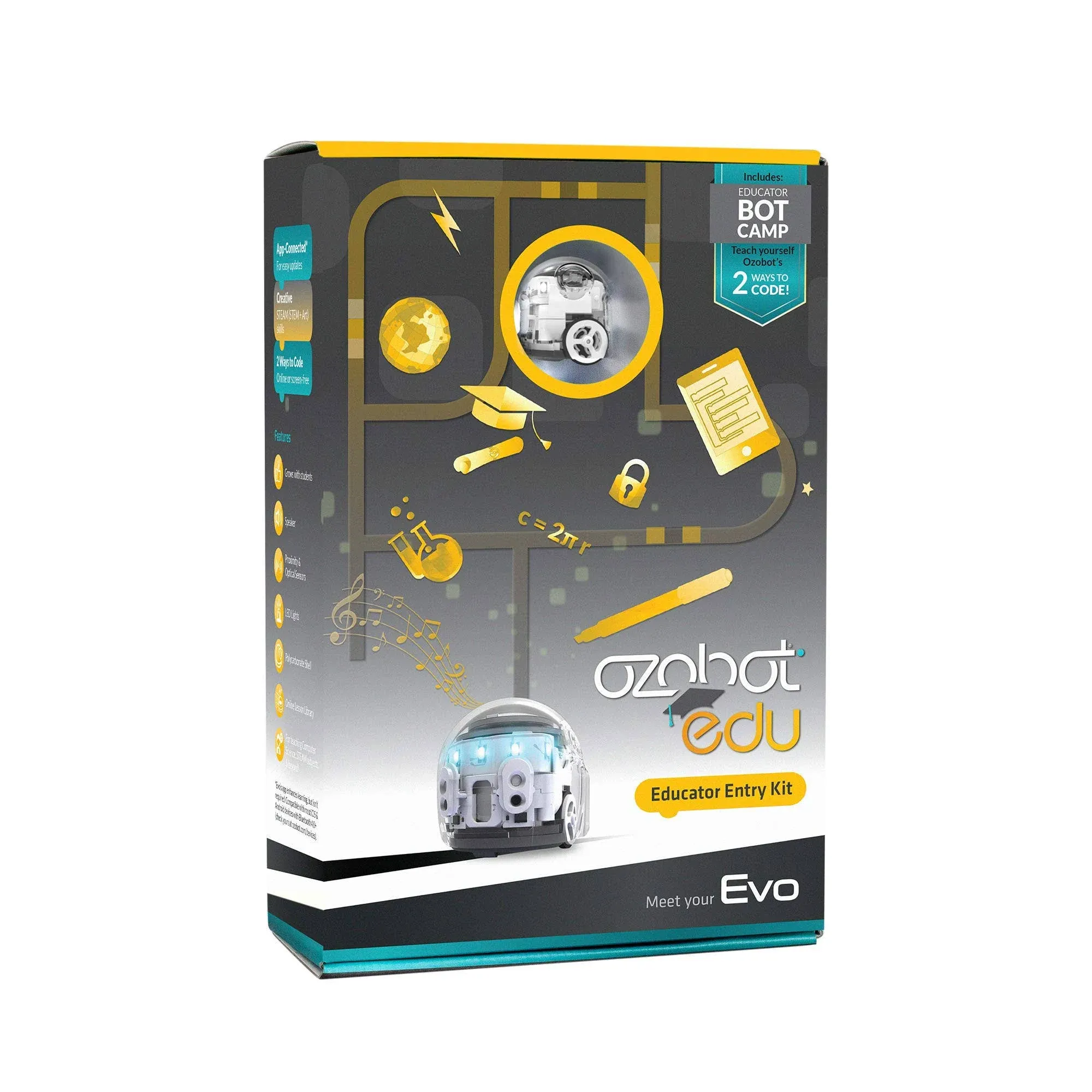 Evo Entry Kit: Interactive Coding Robot, Kids Ages 5+, Includes Color Code Markers, Charging Cable, Zip Case, Access to 700+ STEM Lessons - Educators & Parents, No Coding Experience Required