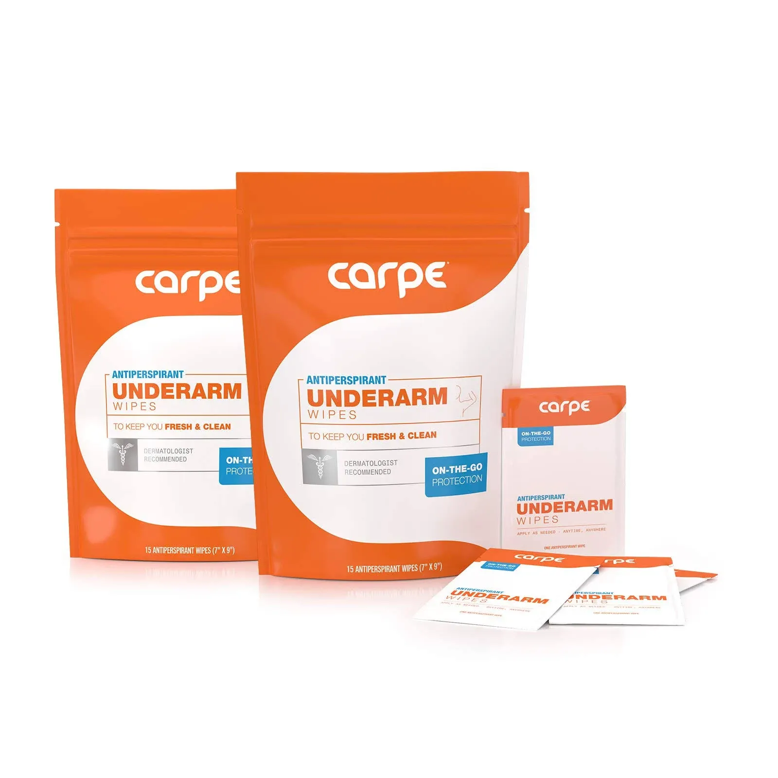 Carpe On-The-Go Antiperspirant Underarm Wipes for Sweat Blocking, Deodorizing ...